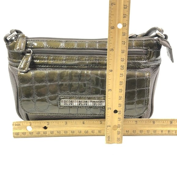 Brighton Croc Embossed Leather Purse Pewter Gray - Picture 7 of 12
